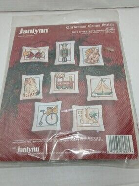 JANLYNN CHRISTMAS Toys of Yesteryear ORNAMENTS Cross Stitch Kit 77-627 NEW set 8
